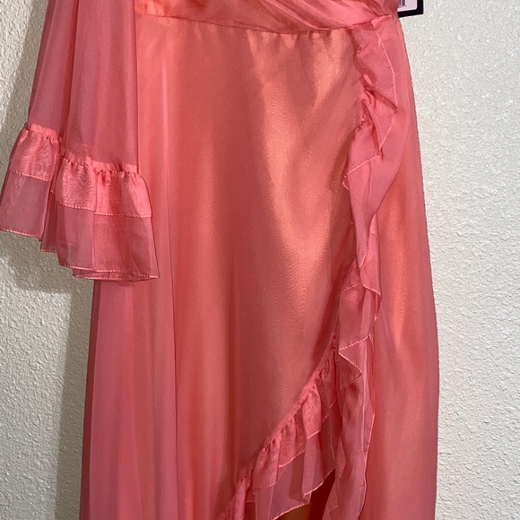 NWT Ieena for Mac Duggal Orange One Sleeve Ruffled Hem Gown 55924 Size 8 - Picture 6 of 16